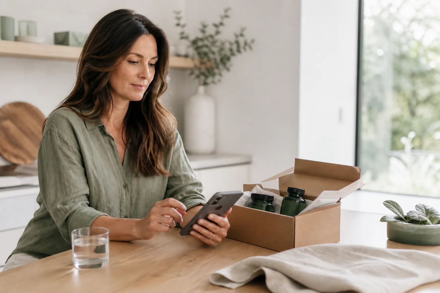 A LifeNuva member activating an account from her phone