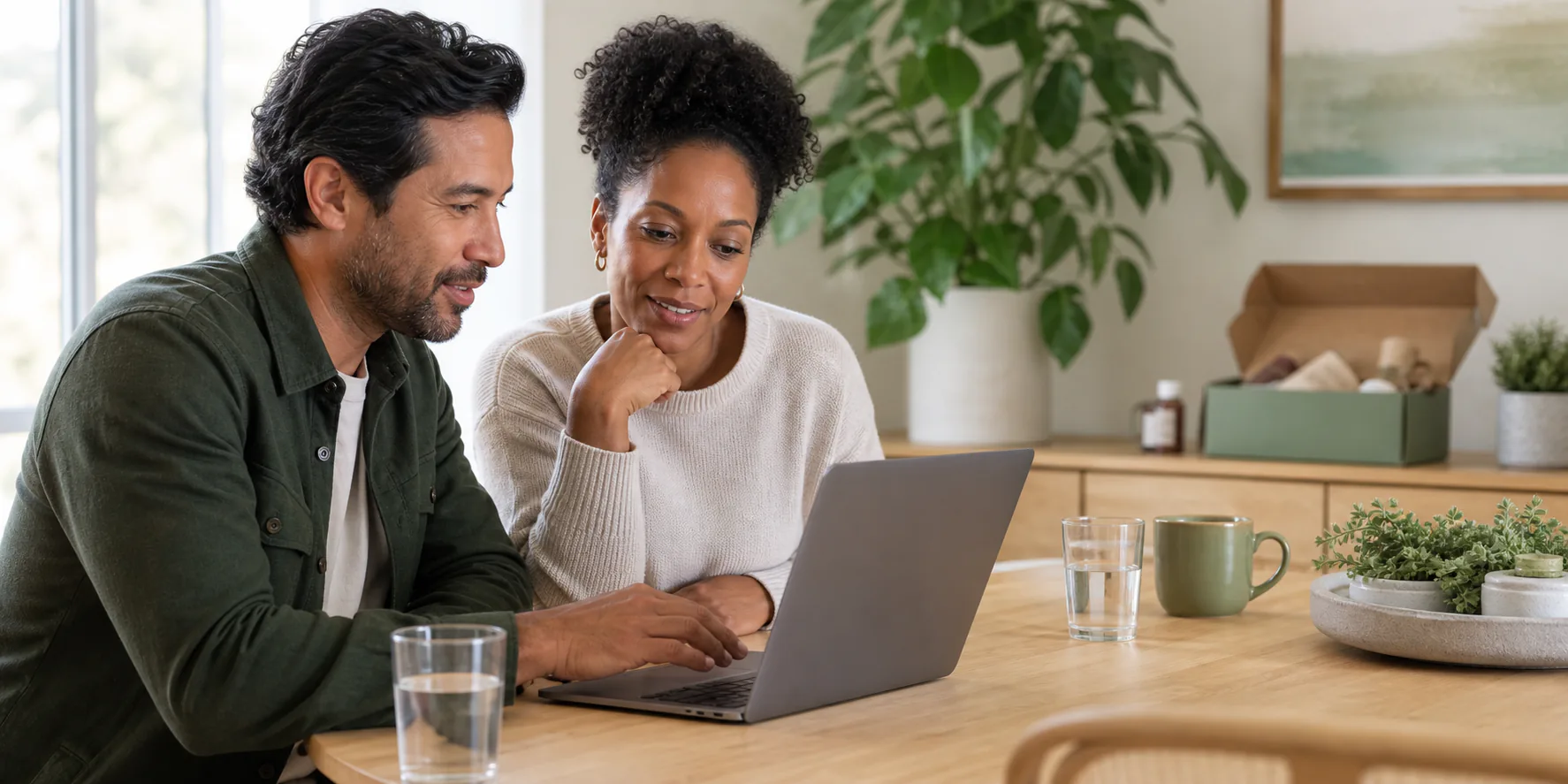 Two LifeNuva members reviewing their account together